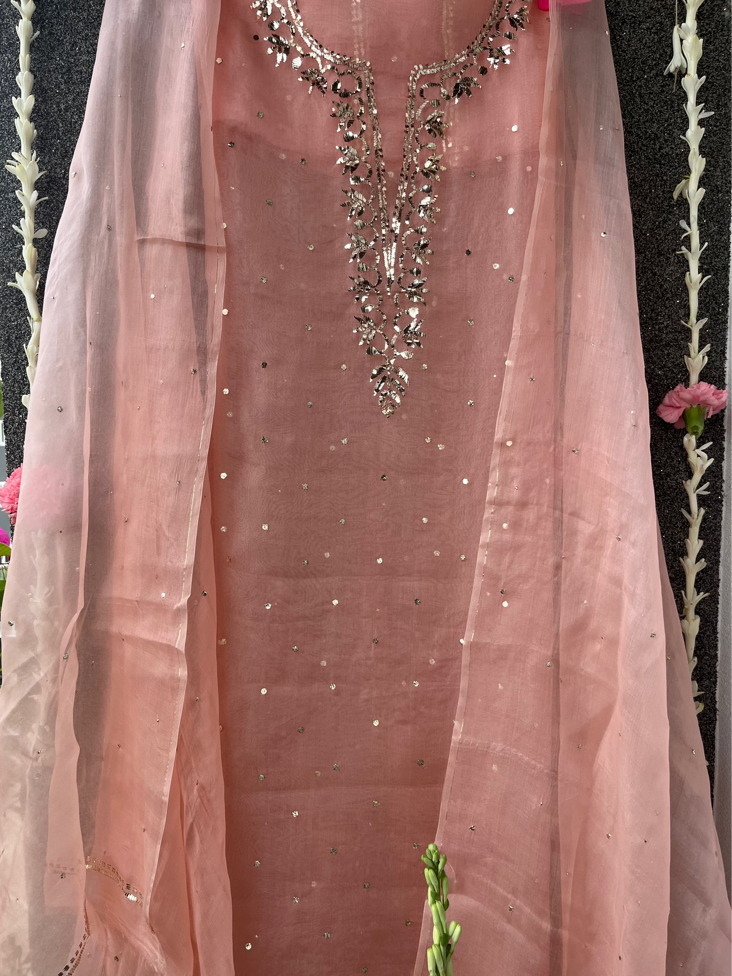 Organza Silk Unstitched Kamdani Festive Suit Set
