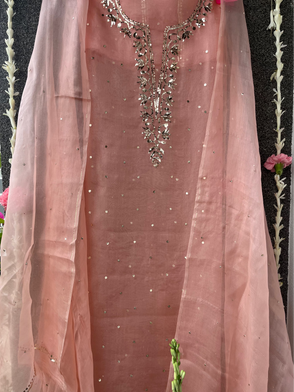 Organza Silk Unstitched Kamdani Festive Suit Set