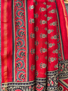 Red & Blue Ajrakh Chanderi Saree