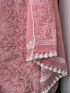 Peach Kota Unstitched Chikankari & Pearl Festive Suit Set