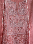 Peach Kota Unstitched Chikankari & Pearl Festive Suit Set