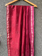 Burgundy Ombre Chikankari Chanderi Saree with Mukaish work