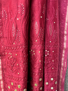 Burgundy Ombre Chikankari Chanderi Saree with Mukaish work