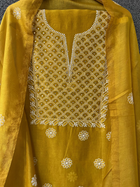 Sanchita Mustard Chikankari Kurta set with Mukaish work