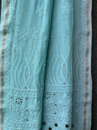 Sea Green Ombre Chikankari Chanderi Saree with Mukaish work