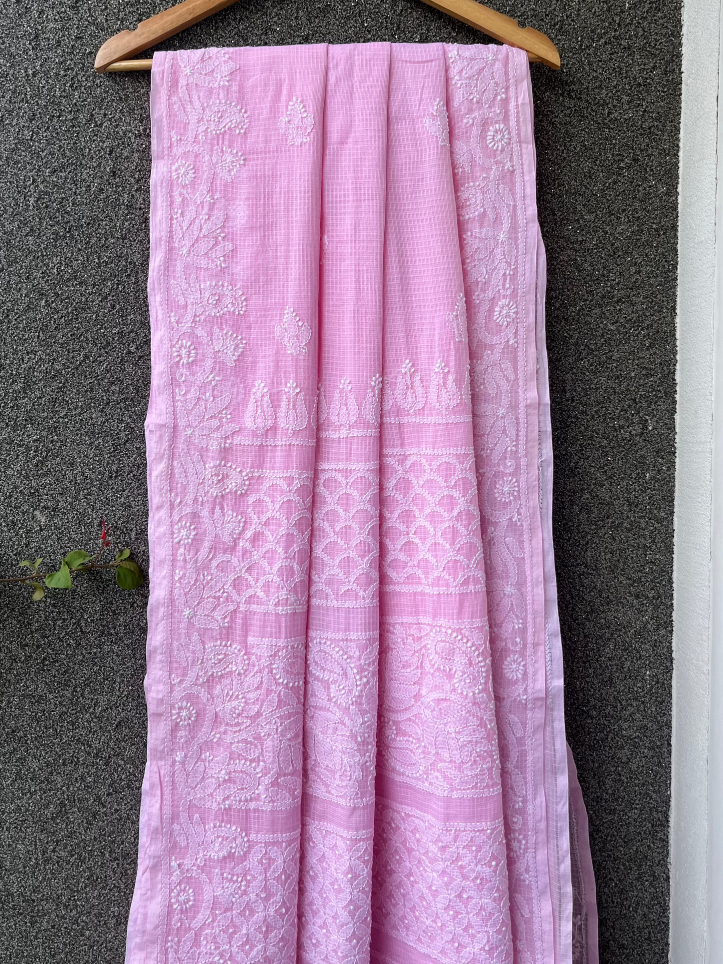 Pink Chikankari Kotadoriya Saree