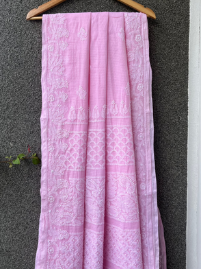 Pink Chikankari Kotadoriya Saree