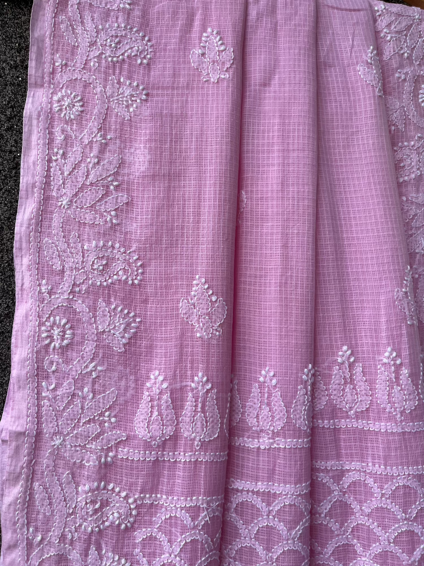Pink Chikankari Kotadoriya Saree