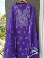 Akanksha Purple Unstitched Chikankari Kurta Set