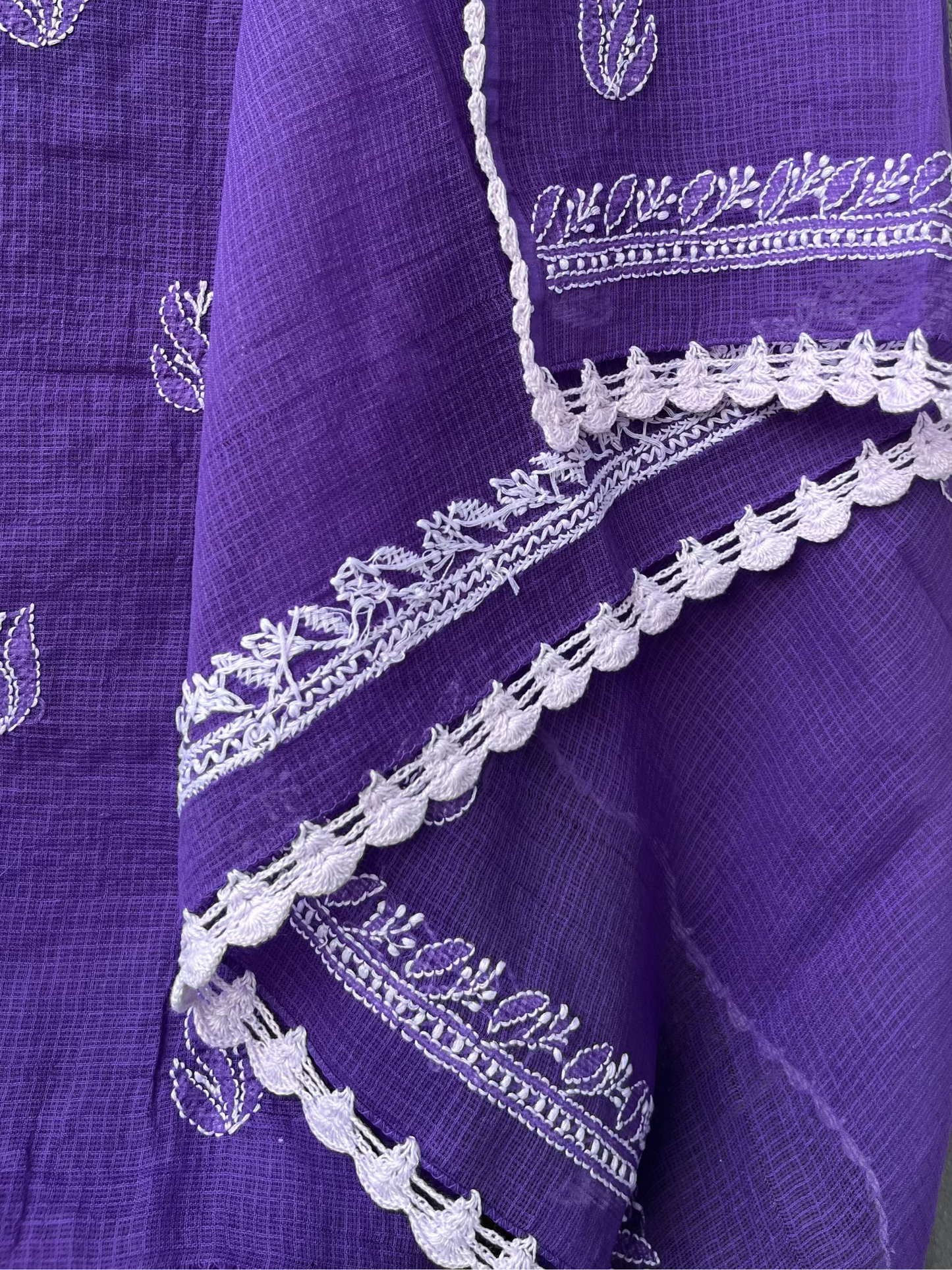 Akanksha Purple Unstitched Chikankari Kurta Set