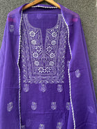 Akanksha Purple Unstitched Chikankari Kurta Set