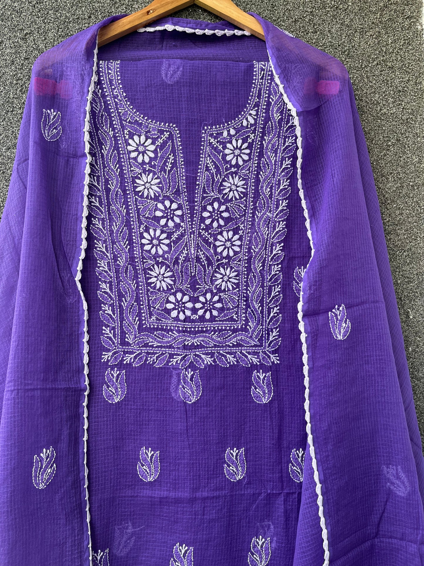 Akanksha Purple Unstitched Chikankari Kurta Set