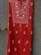 Akanksha Rust Orange Unstitched Chikankari Kurta Set