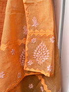 Anupama Orange & Pink Unstitched Chikankari & Applique Suit Set
