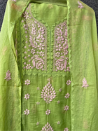 Anupama Green & Pink Unstitched Chikankari & Applique Suit Set