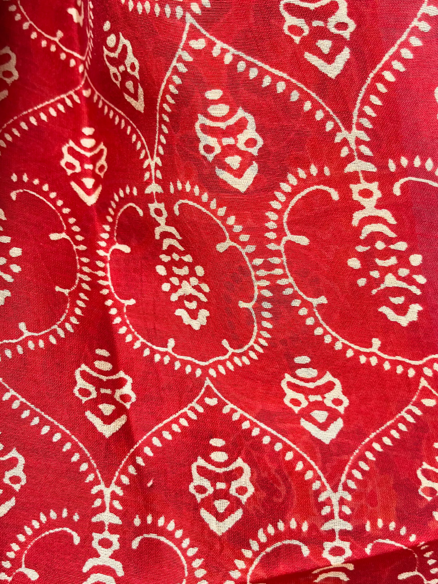 Rust Orange Ajrakh Chanderi Saree