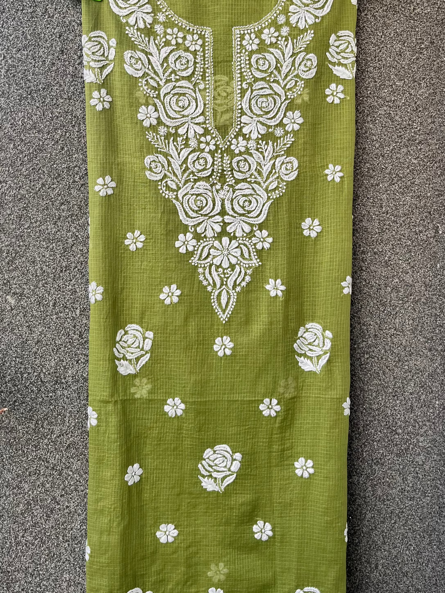 Ena Green Unstitched Chikankari Suit Set