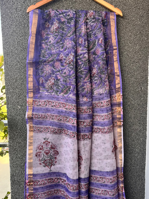 Purple Floral Kota doriya Saree