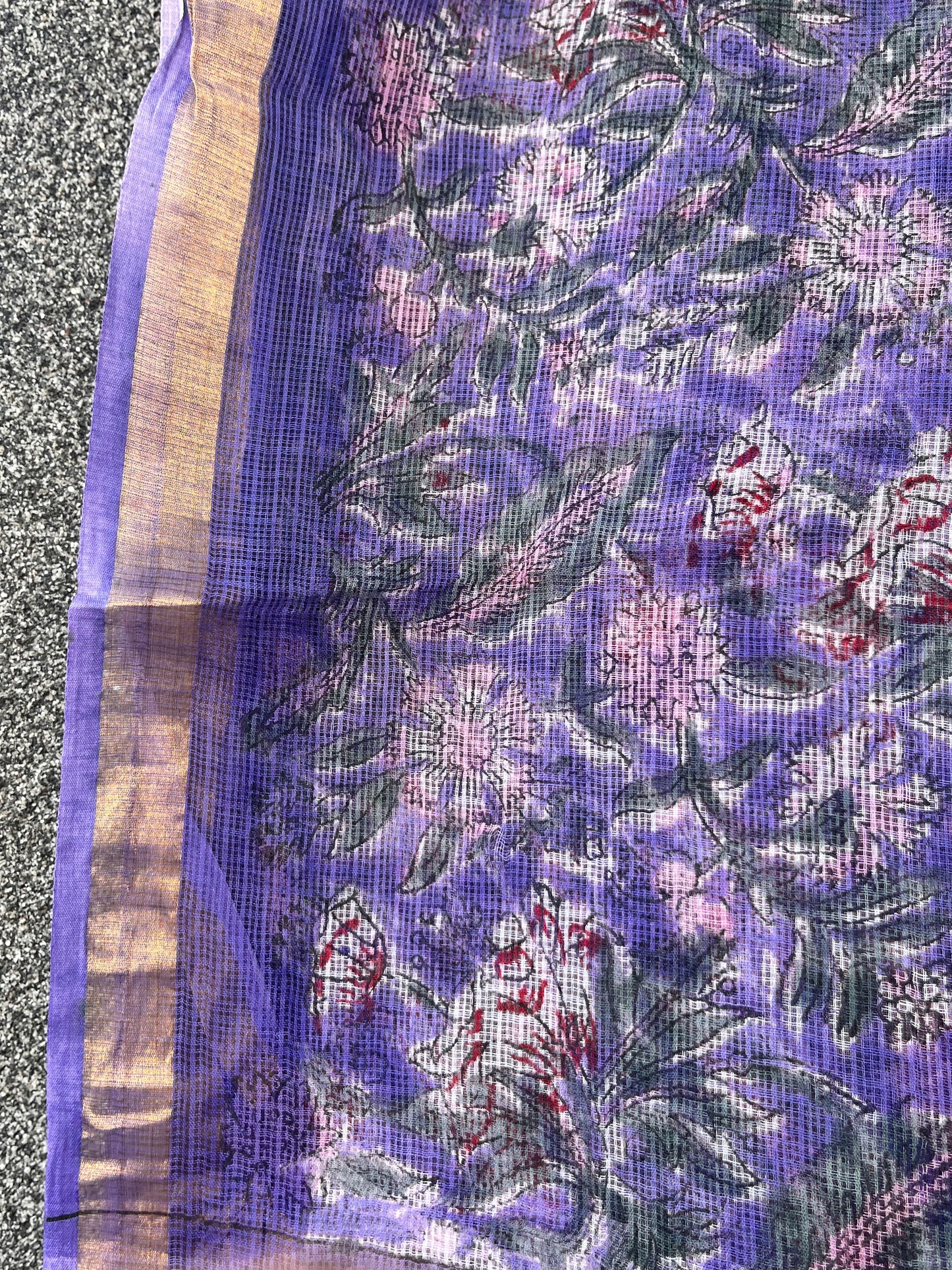 Purple Floral Kota doriya Saree