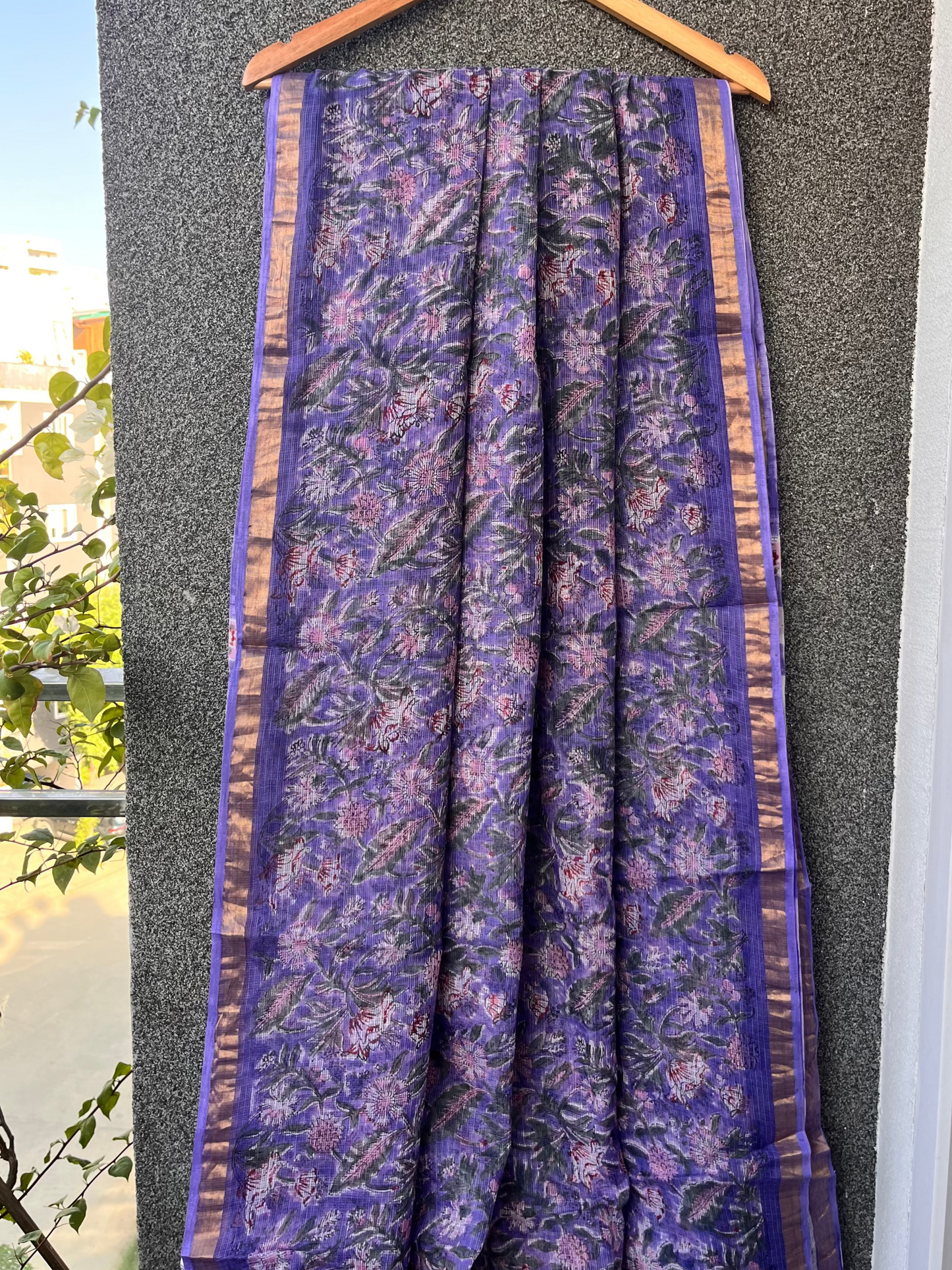 Purple Floral Kota doriya Saree
