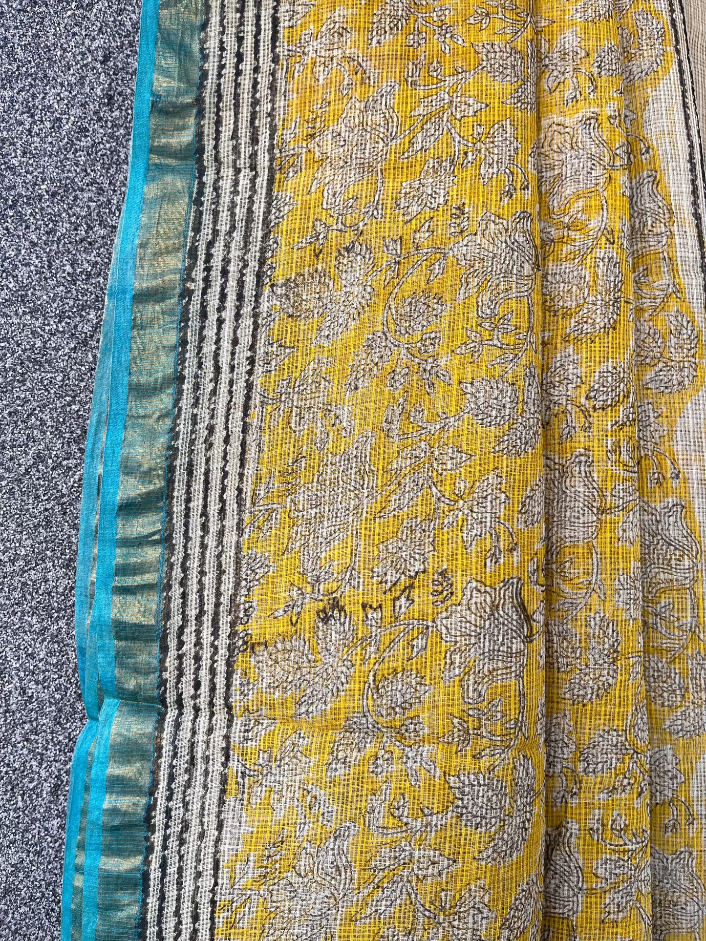 Yellow & Blue Kota doriya Saree