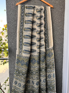 Beige & Blue Leaf Bagru Kota doriya Saree