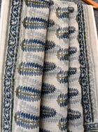 Beige & Blue Leaf Bagru Kota doriya Saree
