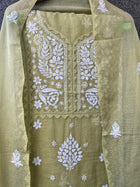 Anupama Lime Unstitched Chikankari & Applique Suit Set