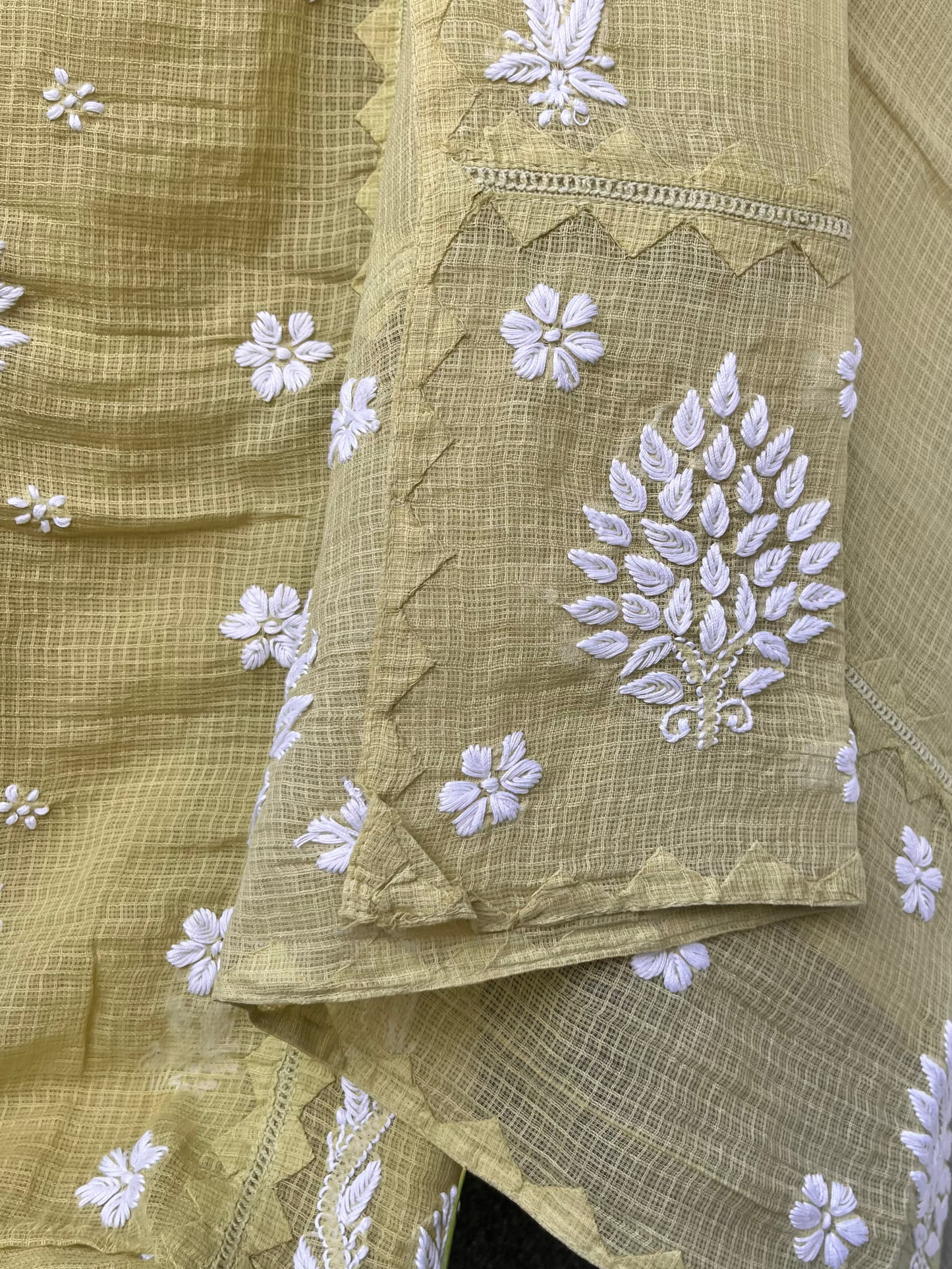 Anupama Lime Unstitched Chikankari & Applique Suit Set