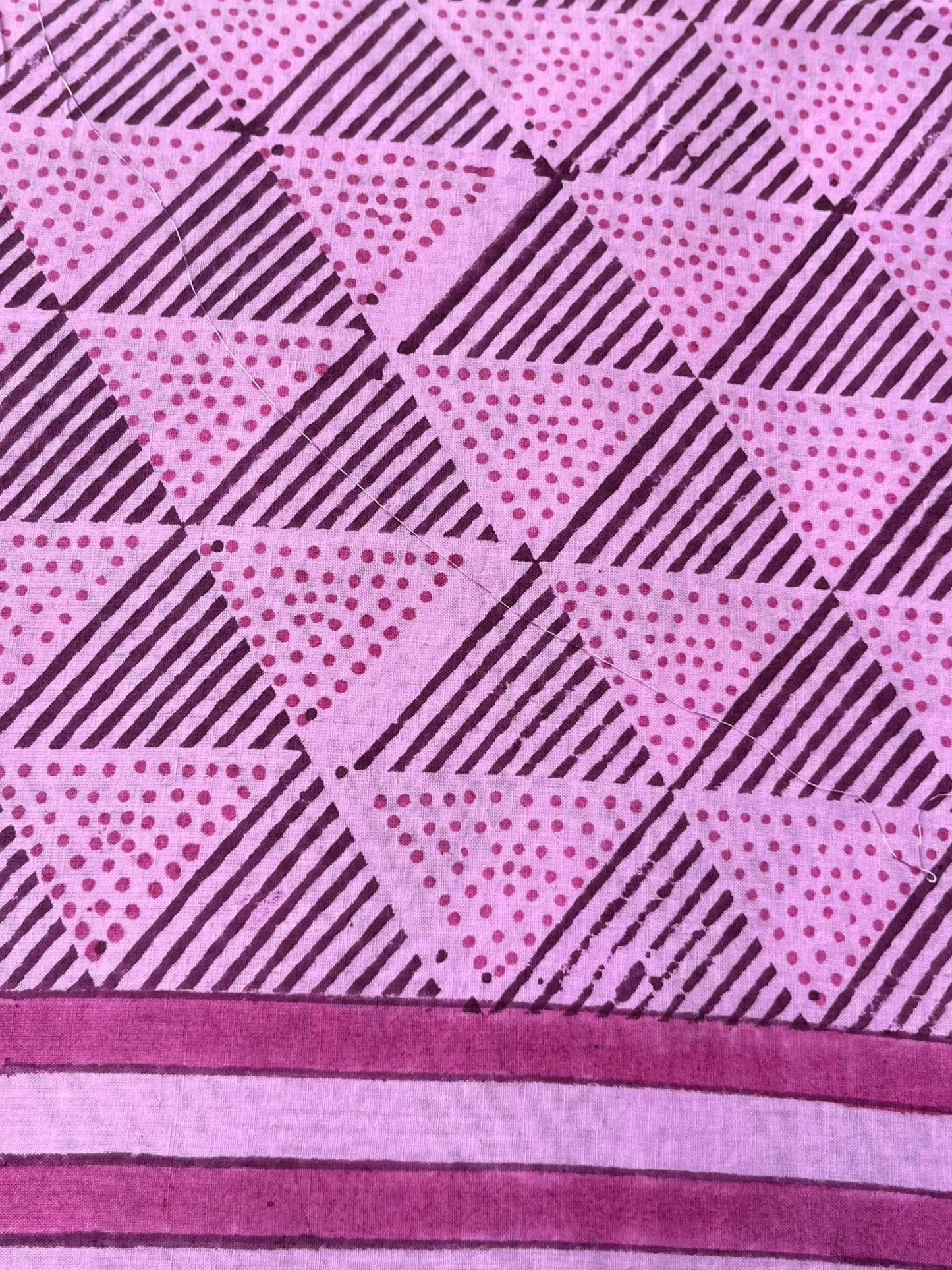 Lilac Block print Kota doriya Saree