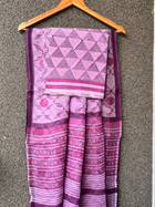 Lilac Block print Kota doriya Saree
