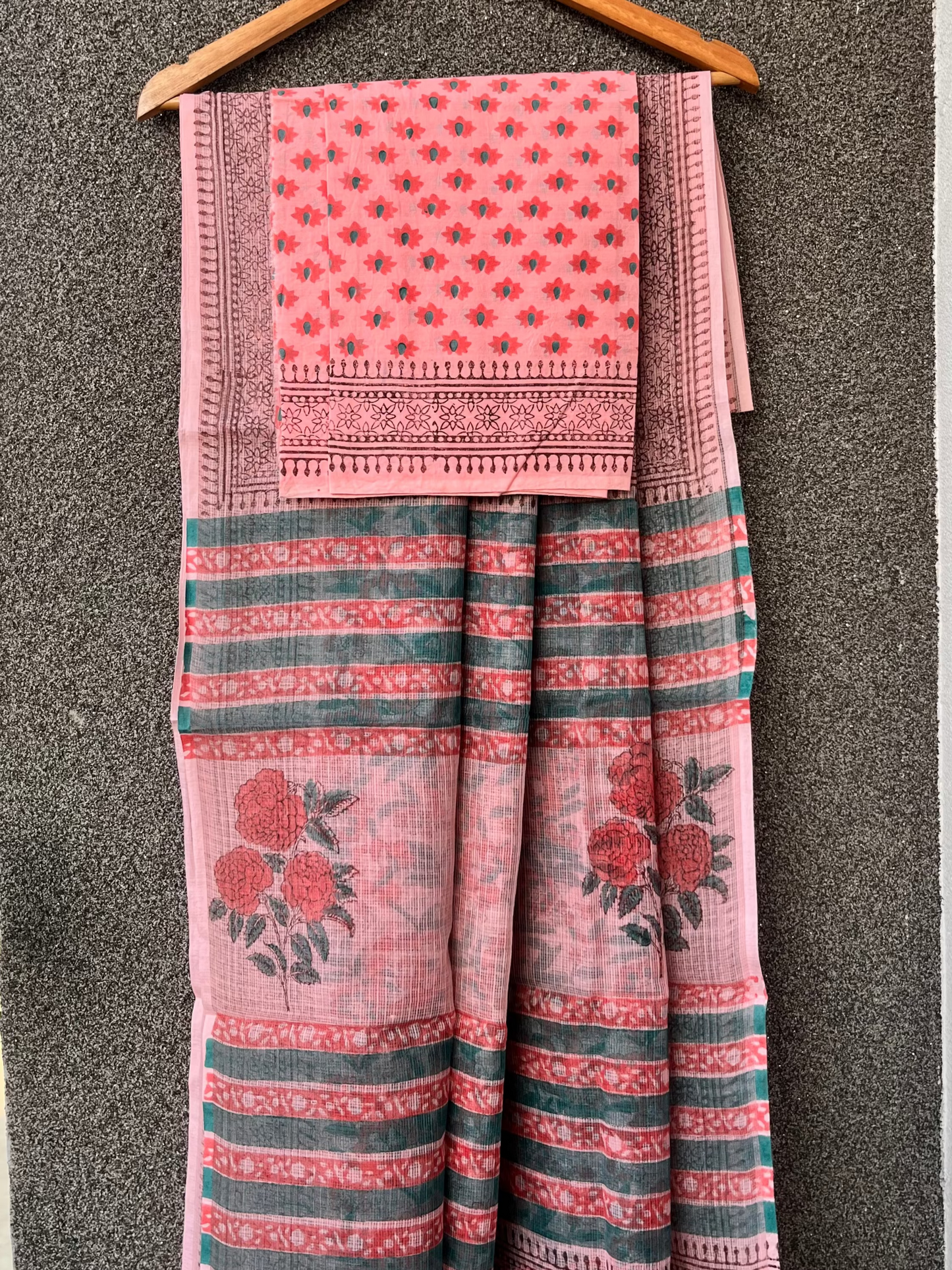 Pink & Green Kota doriya Saree