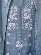 Anupama Cool Grey Unstitched Chikankari & Applique Suit Set