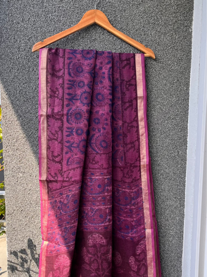 Wine Floral Kota doriya Saree