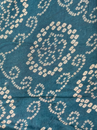 Teal Blue Ajrakh Chanderi Saree