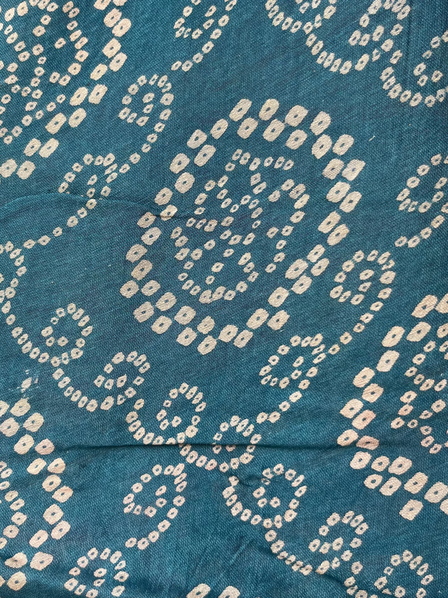 Teal Blue Ajrakh Chanderi Saree