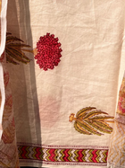 Pink White Hand block print suit with kota dupatta