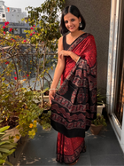 Red Pure Modal Silk Ajrakh Saree