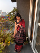 Red Pure Modal Silk Ajrakh Saree