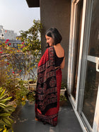 Red Pure Modal Silk Ajrakh Saree