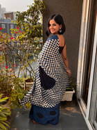 Blue Polka Pure Modal Silk Ajrakh Saree
