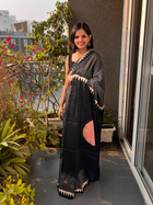 Spiral Bindi Pure Modal Silk Ajrakh Saree