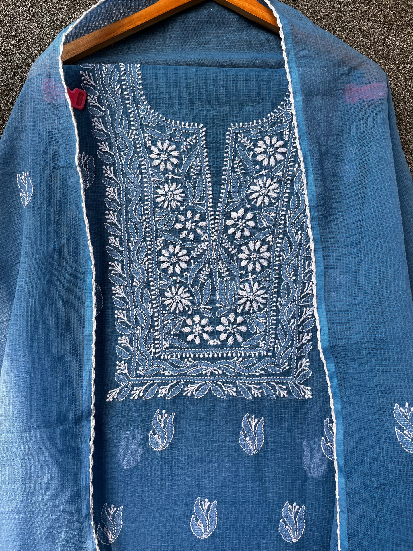 Akanksha Blue Unstitched Chikankari Kurta Set