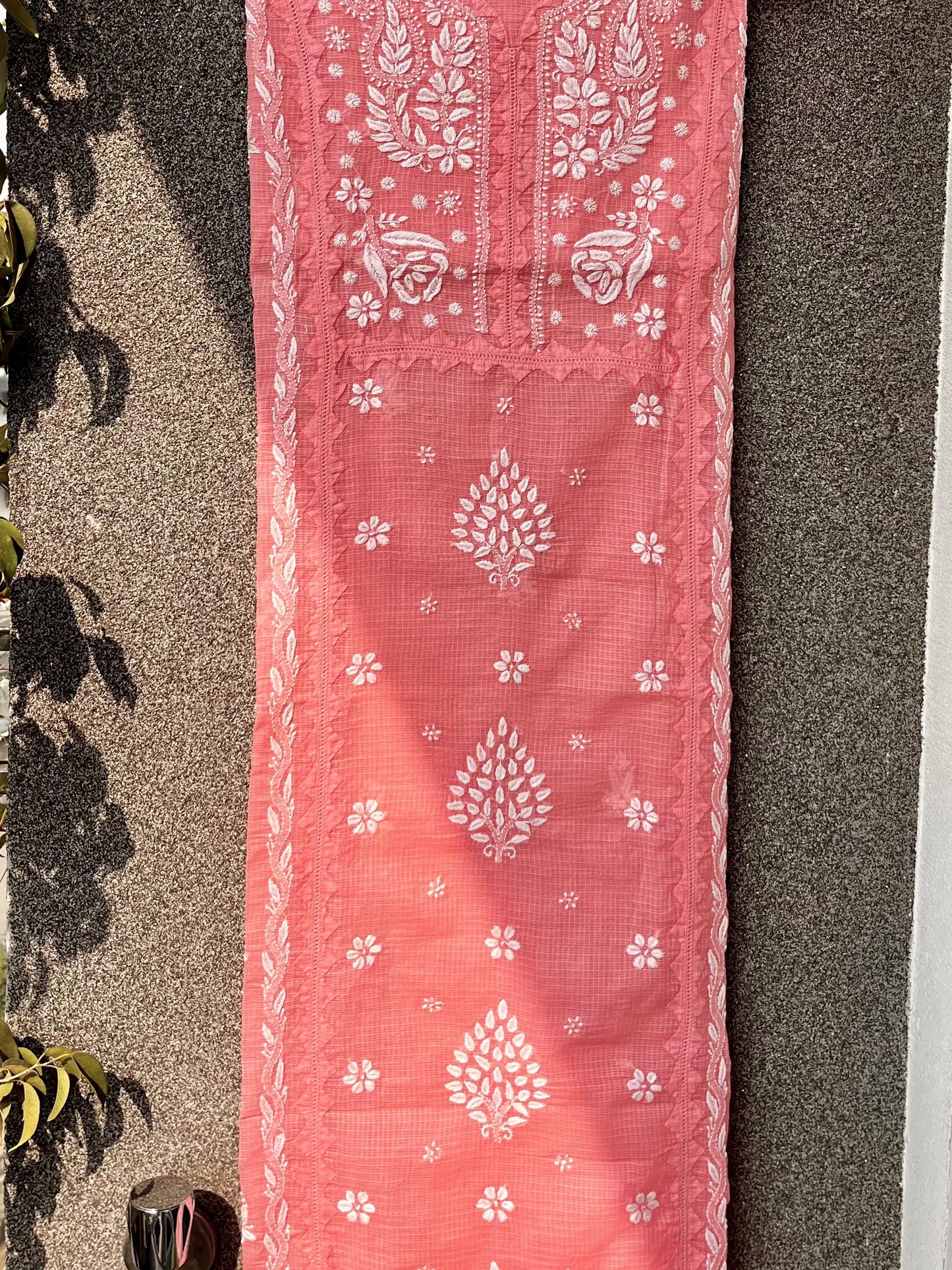 Anupama Peach Unstitched Chikankari & Applique Suit Set