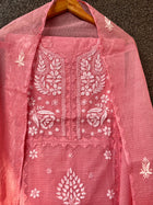 Anupama Peach Unstitched Chikankari & Applique Suit Set