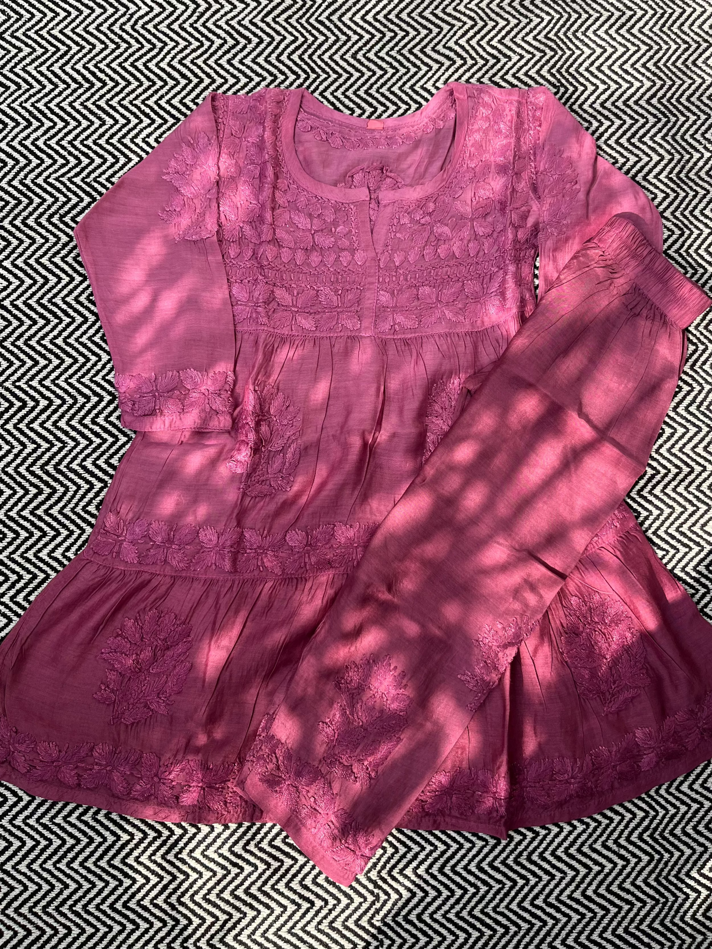 Haley Ombre Chikankari Kids Kurta Set