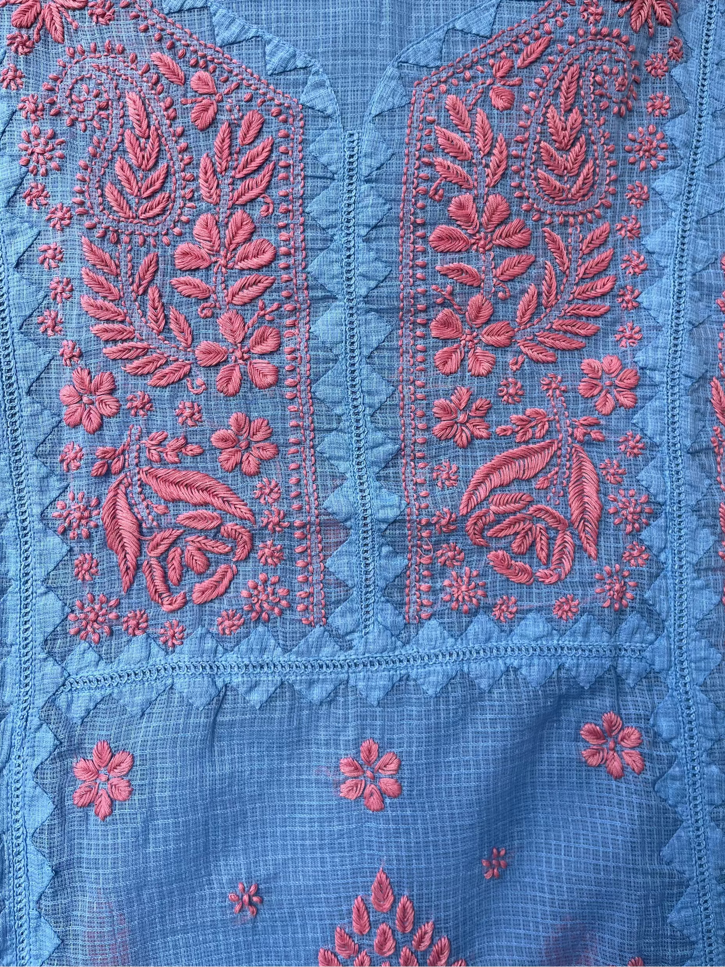 Anupama Blue & Pink Unstitched Chikankari & Applique 2 pc Suit Set
