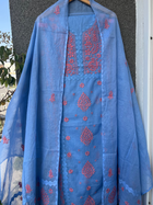 Anupama Blue & Pink Unstitched Chikankari & Applique 2 pc Suit Set
