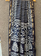Indigo Lined Dabu Chanderi Saree