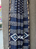 Indigo Dotted flower Dabu Chanderi Saree